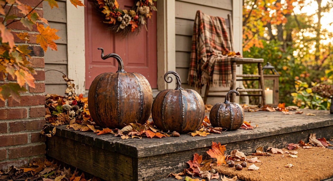 Welded Steel Pumpkin Trio