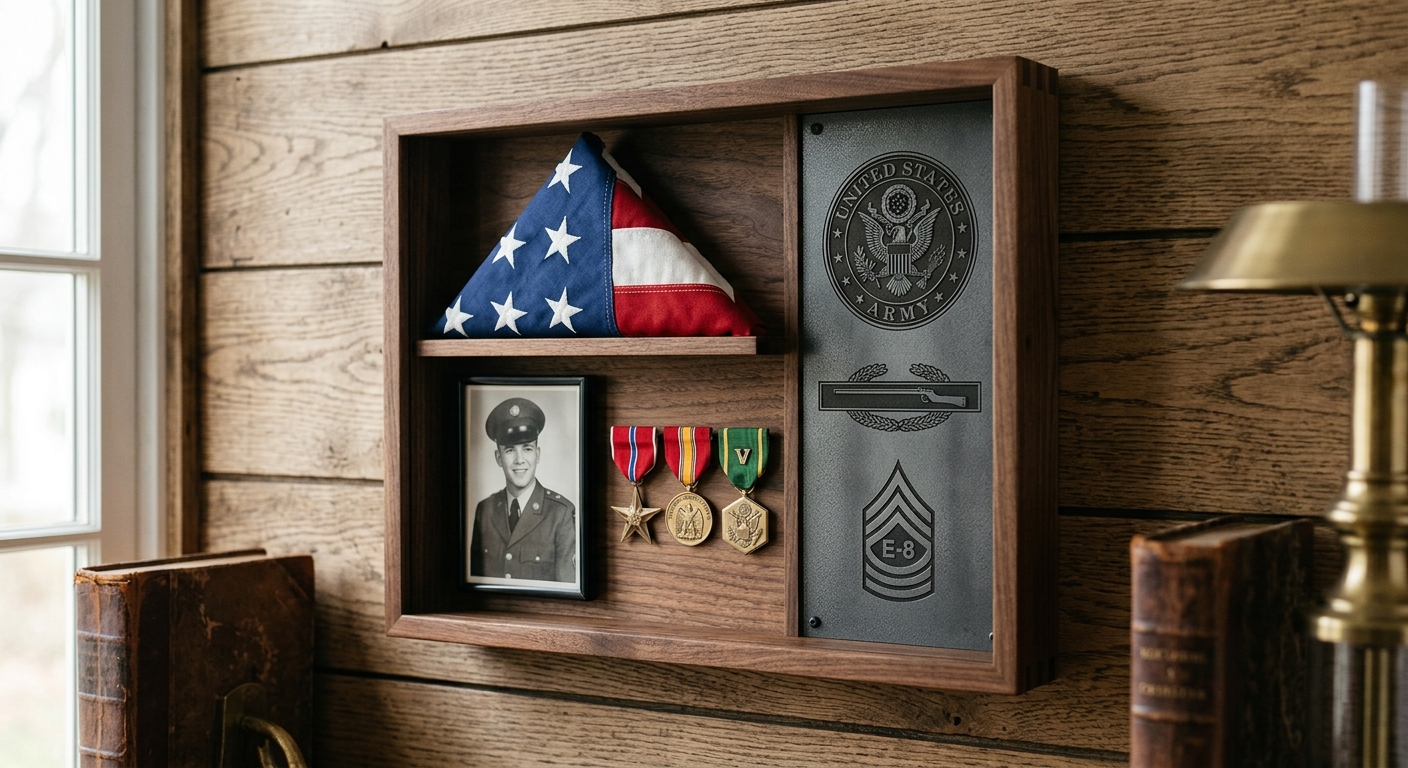 Veteran's Shadow Box · Steel + Walnut