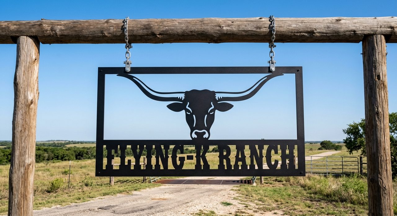 Plasma-cut ranch entrance sign