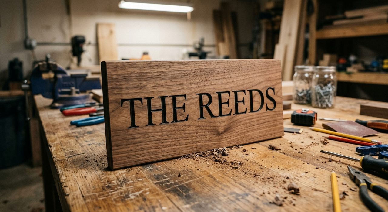 Walnut family-name sign — 22 inches